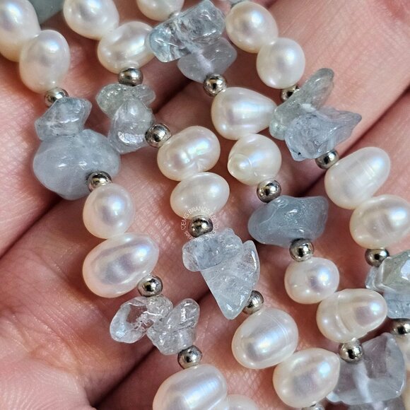 Genuine Aquamarine and Pearl Combo - Picture 3 of 4